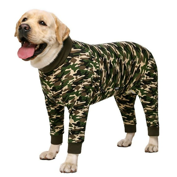 Pet Onesie Clothes Large Dog Clothes Elastic Protect Joints Anti Licking Wound Protection Pet Pajamas Dog Jumpsuit for Dogs Cats (camouflage,26(bust 60cm))