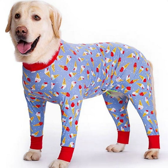 Pet Onesie Clothes Large Dog Clothes Elastic Protect Joints Anti Licking Wound Protection Pet Pajamas Dog Jumpsuit for Dogs Cats (ice cream,26(bust 60cm))