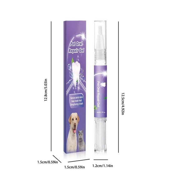 Pet Oral Repair Gel for Dogs & Cats - Teeth Stain Remover, Plaque & Tartar Control, Fresh Breath Solution, Dental Care Gel for Healthy Gums, 3ml Oral Hygiene Formula