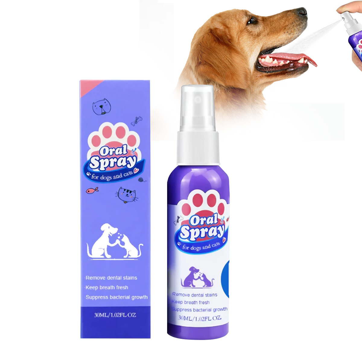 Pet Oral Spray, Pet Teeth Cleaning Spray, Remove teeth yellow breath