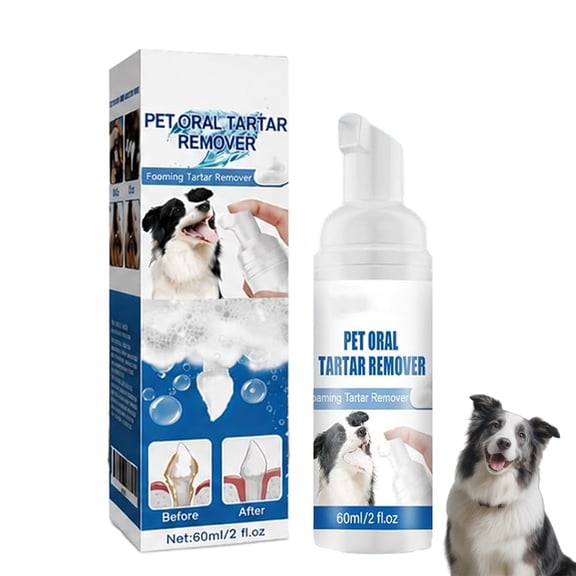 Pet Oral Tartar Remover Spray, No-Brush Foaming Dental Care Spray for Dogs & Cats Fresh Breath