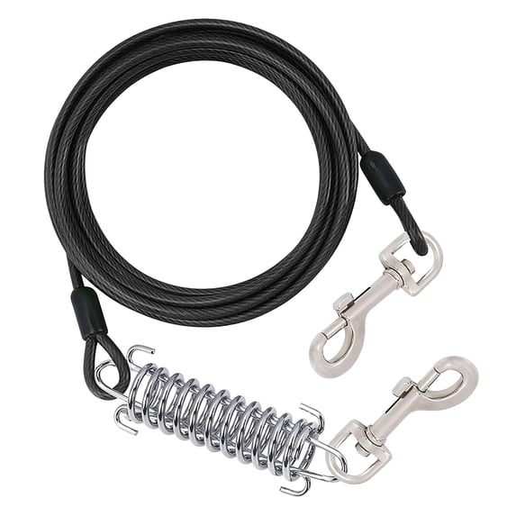 Pet Outdoor Dog Tie Out 8m Long Leash with Spring and Swivel Heavy Duty Runner Chain for Yard Camping Safe Outdoor Pet Restraint 1pc