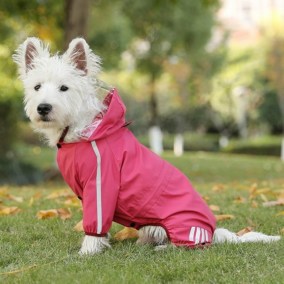 Pet Outdoor Gear for Small Dogs Raincoat with Reflective Trim and Leash AccessWaterproof Pet Apparel for Safe Walking