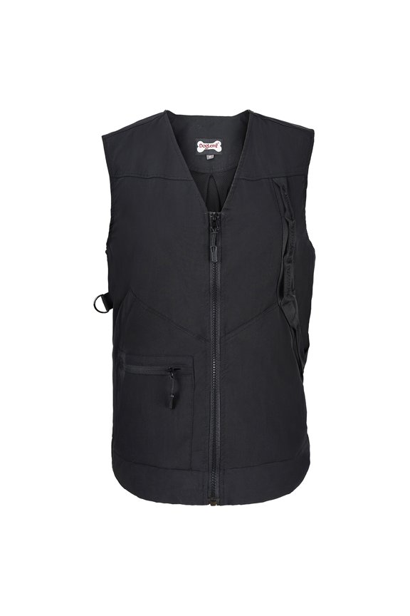 Dog Handler Vest Black Lightweight Water Resistant Fabric with Moisture Transfer Mesh Lining