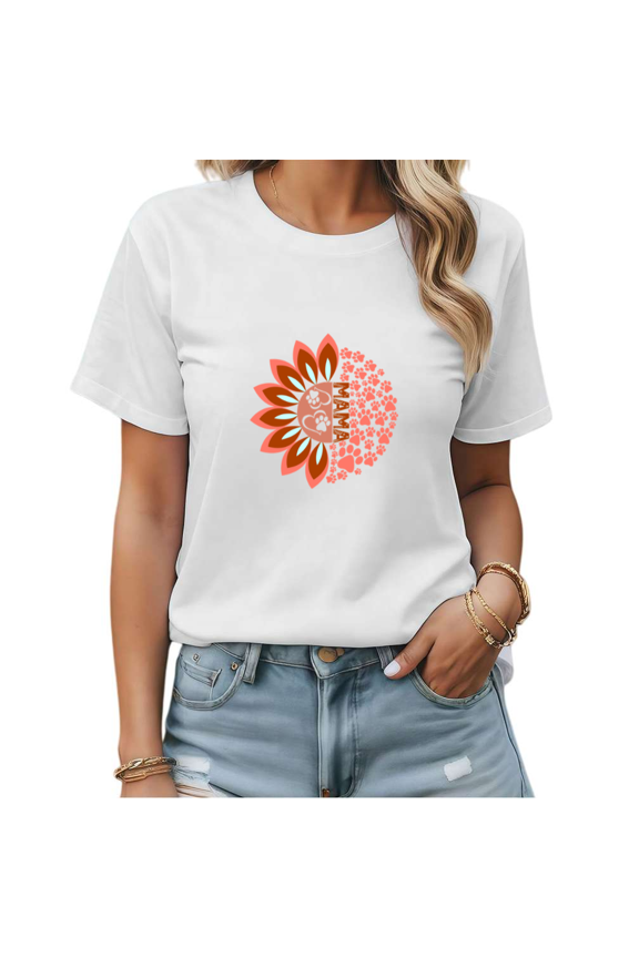 Pet Owner Mama Paw Print Graphic Tees Womans Tshirt Shirts Black White S-5XL Tops