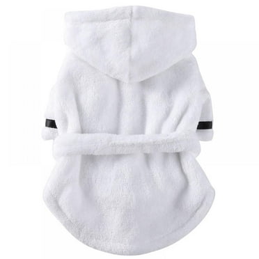 Pet Pajama Bathrobe with Hood, Orchip Thickened Cotton Hoodies Sleepwear, Super Absorbent Bath Towel for Puppy Small Dogs,White