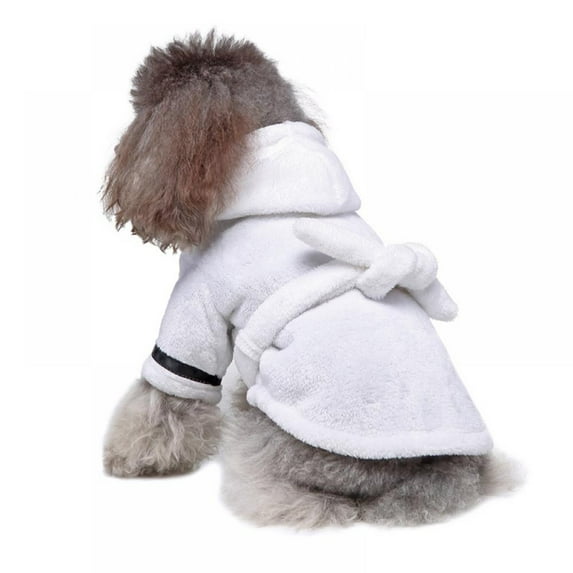 Pet Pajamas Thickened Luxury Soft Cotton Hooded Bathrobe Quick Drying and Super Absorbent Dog Bath Towel Soft Pet Nightwear For Puppy Small Dogs Cats, White