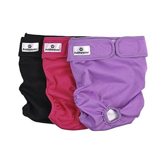 Pet Parents Premium Washable Dog Diapers & Extendrs, (3pack) of Female Dog Diapers, Color: Princess, Size: Extra Small Dog Diapers Female