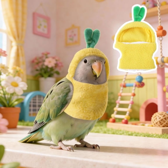 Pet Parrot Apparel Clothes Birds Outfit Cute Soft Warm Pineapple Elephant Hoodie Photo Prop for Parrots African Greys Parakeet Cockati for Winter & Autumn