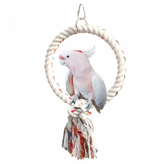 Pet Parrot Birds Cage Toy Cotton Rope Circle Ring Stand Chew Hanging Swing
