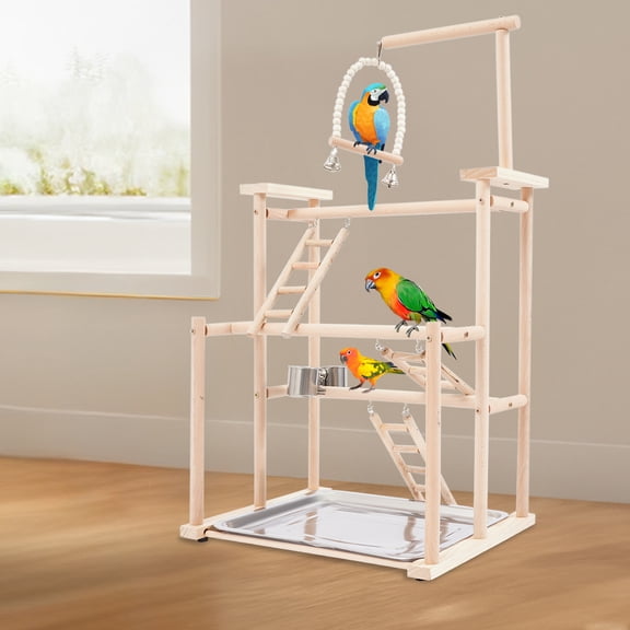 Pet Parrot Playstand Parrots Bird Playground Bird Play Stand Wood Perch Gym Play