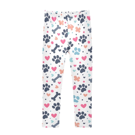Pet Paw Bone and Hearts Printed Leggings Yoga Pants for in 4t to 10t