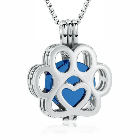 Pet Paw Cremation Jewelry For Ashes For Dog/Cat Paw Stainless Steel Memorial Locket Urn Necklace Inside Mini Case Keepsake Cremation Jewelry