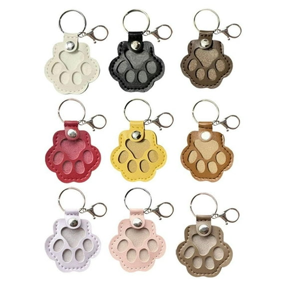 Pet Paw Leather Keychain Hair Keepsake Memorial Gift for Cat and Dog Lovers Handmade Fur Holder Keyring with Transparent Window for Collecting and Remembering, Hot Pink
