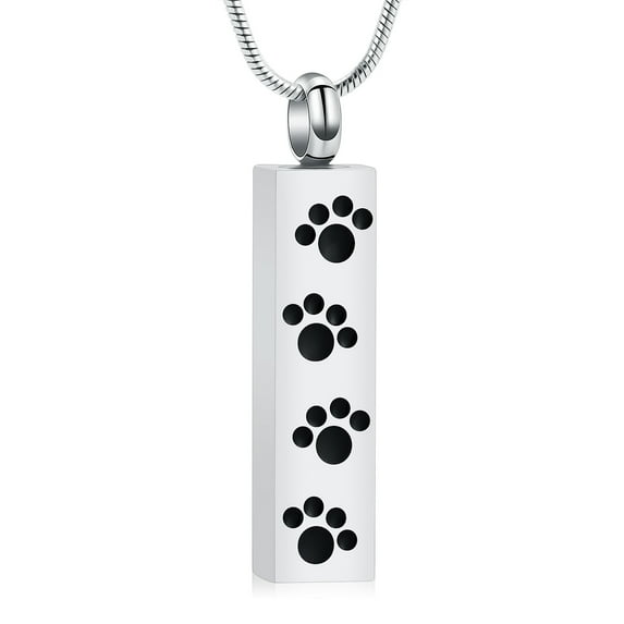 Pet Paw Print Bar Shape Cremation Jewelry Urn Necklace for Ashes for Women / Men Cremation Keepsakes for Ashes Urn Necklace to Keep Someone Near to You