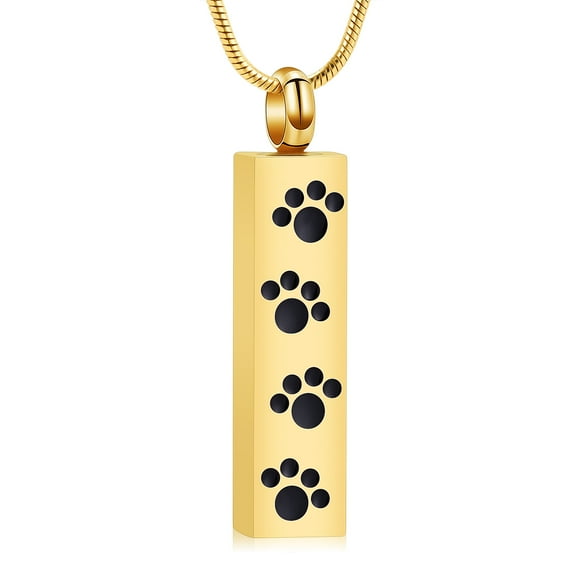 Pet Paw Print Bar Shape Cremation Jewelry Urn Necklace for Ashes for Women / Men Cremation Keepsakes for Ashes Urn Necklace to Keep Someone Near to You