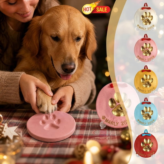 Pet Paw Print Clay Kit Pink, DIY Cat Dog Footprint Molding Craft Set, Memorial Ornament Material Pack for Holiday Decor, Pet Keepsake Gift Festive Holiday