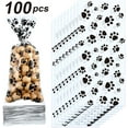 thumbnail image 1 of Pet Paw Print Cone Cellophane Bags Heat Sealable Treat Candy Bags Dog Gift Bags Cat Treat Bags (100 Pieces), 1 of 8