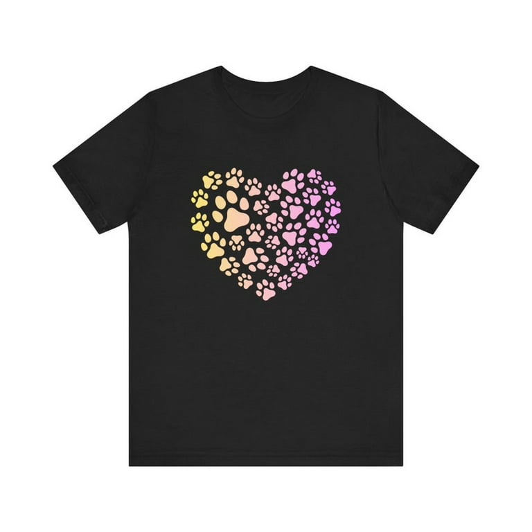 Pet Paw Print Heart T Shirt Cute Dog or Cat Lover Gift Tee for Animal Lovers Ideal Pet Owner Apparel Walmart