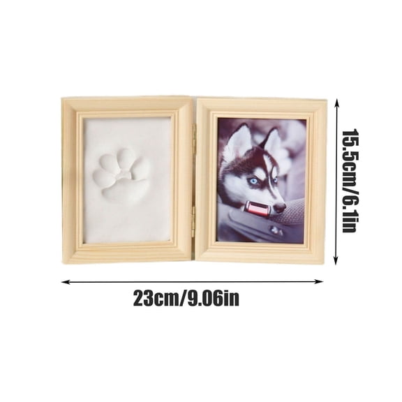 Pet Paw Print Keepsake Kit, Photo Frame Impression Imprint Kit, Wooden Picture Frame Dog Memorial Personalized Gift for Pet Lovers (Wood)