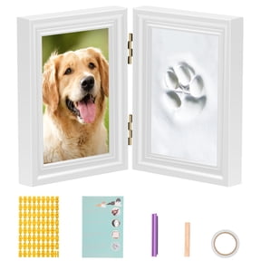 Pet Paw Print Keepsake Kit with Picture Frame and Imprint Clay Personalized Dog Paw Print Kit DIY Pet Paw Print Keepsake Kit Practical Paw Print Frame Kit for Dogs Cats Pet Lovers