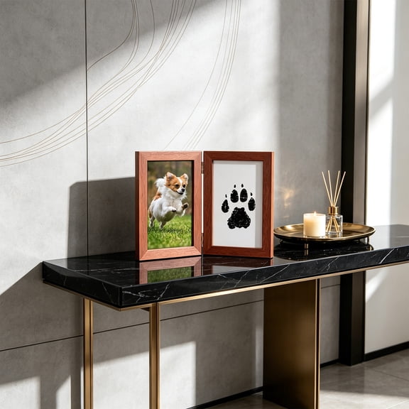 Pet Paw Print Kit Ink Free Mess Free – 7 Inch Double Opening Commemorative Photo Frame for Cats Dogs