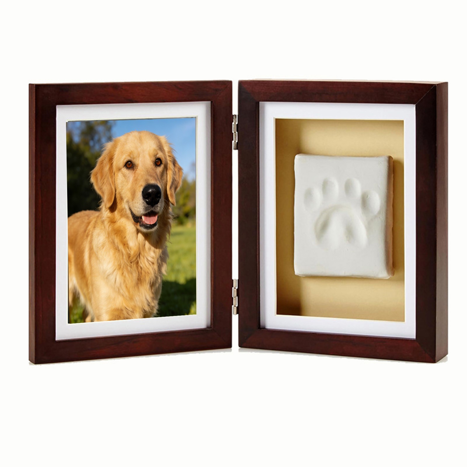 Pet Paw Print Memorial Frame with Clay Imprint Kit, Dog & Cat Pawprint ...