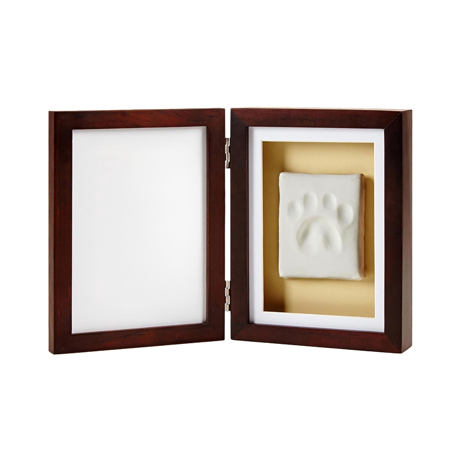 Pet Paw Print Photo Frame with Clay Imprint Kit, Wooden DIY Memorial Keepsake for Cats and Dogs, No Mess Clay for Perfect Paw Prints
