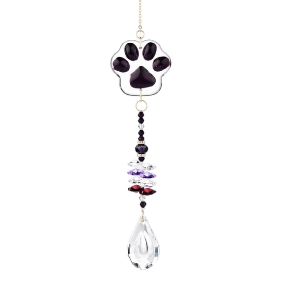 Pet Paw Print Sun Catcher Wind Chime with Faceted Crystal Prism for Windows, Porches & Balconies – Creates Rainbows & Gentle Chimes