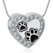 Pet Paw Print Urn Necklaces for Ashes for Women Men Heart Cremation Jewelry Memorial Keepsake Jewelry for Ashes of Loved Ones