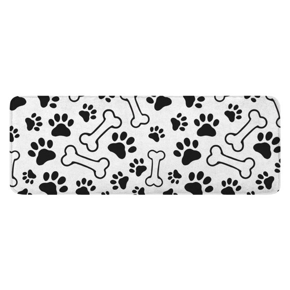 Pet Paw Print and Bone Kitchen Rug Mat,Kitchen Runner Rugs Non Skid Washable,Decorative Kitchen Floor Mats for Kitchen,Sink,Laundry,17"x47.2"
