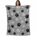 thumbnail image 1 of Pet Paw Printed Blanket Soft Cozy Warm Throw Blanket for Couch, Plush Fuzzy Flannel Fleece Blankets for Sofa, Modern Black Grey Watercolor Dog Claws Bed Blankets Lightweight Gifts for Women, 40"x50", 1 of 9