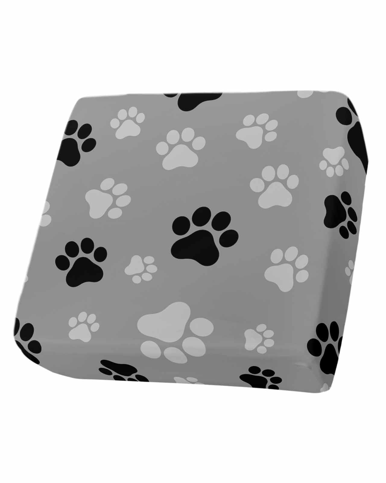 Pet Paw Printed Couch Cushion Covers Stretch, Washable Sofa Seat Covers Individual Seat Cushion Sofa Slipcovers Modern Black Grey Watercolor Dog Claws Couch Cover Furniture Protector S-1PCS