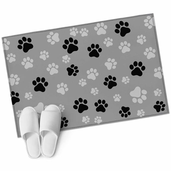Pet Paw Printed Large Area Rugs for Bedroom Living Room, Soft Non Slip Carpet Bedside Rug, Modern Black Grey Watercolor Dog Claws Rectangular Floor Cover Kitchen Accent Rug 2'x3' for Office