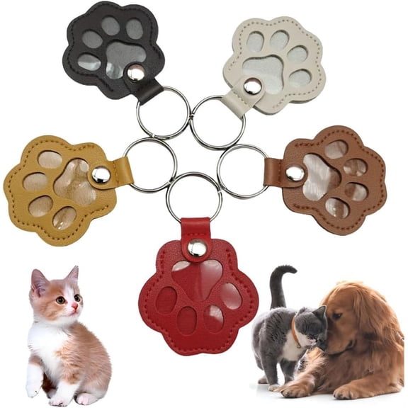 Pet Paw Shaped Leather Keychain, Pet Keychain Refillable, Pet Hair Keepsake Keychain Paw