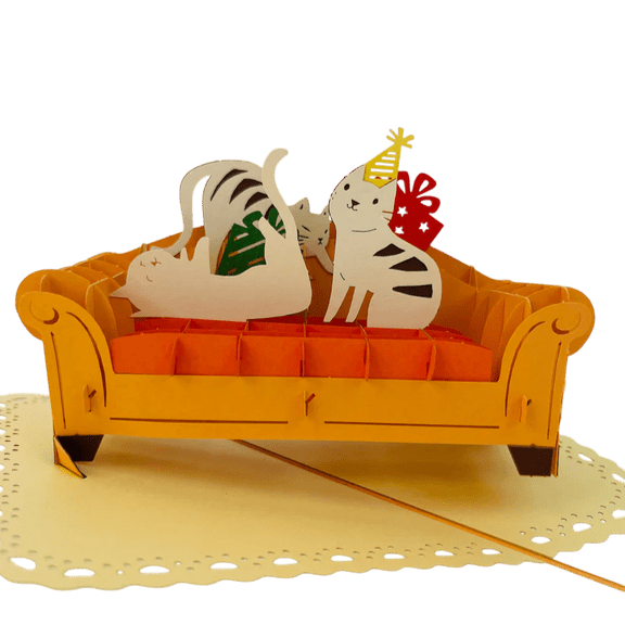 Pet Party 3D Pop Up Greeting Card for Birthday, Travel Gift, Handmade Laser Cut Greeting Card, Handcrafted Greeting Card for all Occasions, Congratulations, Birthday, Thank you, Baby, Anniversary