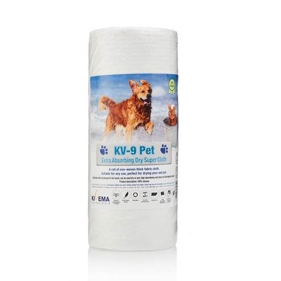 KV-9 Pet Quick-Dry Dog Drying Towels Roll, Super Absorbent Grooming Cloth for Dogs & Cats, 50 Count