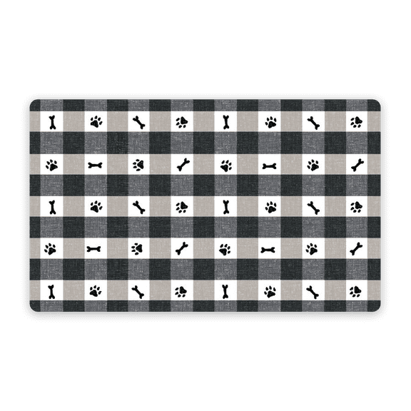 Pet Paws Check Pet Placemat, 11.5 x 19