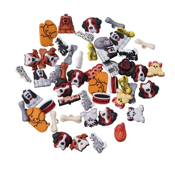 Pet & Paws Craft & Sewing Buttons 50 Piece Assortment | Novelty Buttons for Sewing, Scrapbooking & DIY Crafts