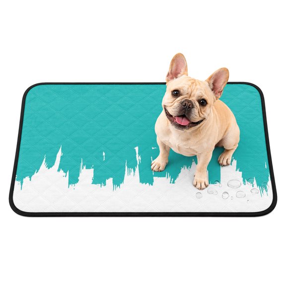 Pet Pee Pad Mat Abstract Graffiti Waterproof Reusable Dog Potty Training Pad Lake Blue White Painting Non Slip Pet Urine Mat for Indoor Potty Training Floor Protection 36x24 Inch