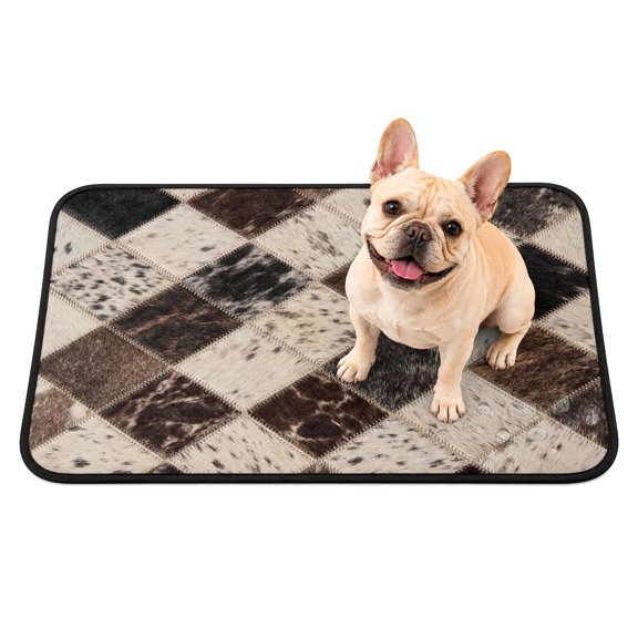 Pet Pee Pad Mat Abstract Stone Texture Waterproof Reusable Dog Potty Training Pad Modern Brown Tiled Rhombus Grey Non Slip Pet Urine Mat for Indoor Potty Training Floor Protection 24x18 Inch