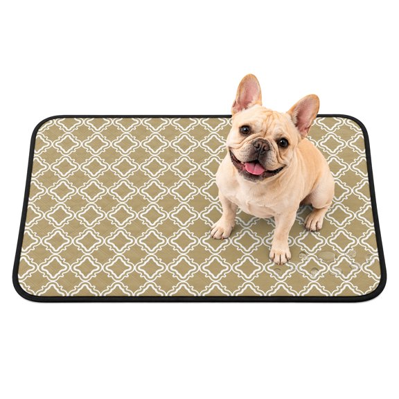 Pet Pee Pad Mat Brown Moroccan Texture Waterproof Reusable Dog Potty Training Pad Classic Geometric Non Slip Pet Urine Mat for Indoor Potty Training Floor Protection 40x30 Inch