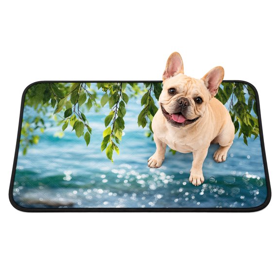 Pet Pee Pad Mat Nature Lake Leaves Waterproof Reusable Dog Potty Training Pad Rustic Summer Landscape Non Slip Pet Urine Mat for Indoor Potty Training Floor Protection 36x24 Inch