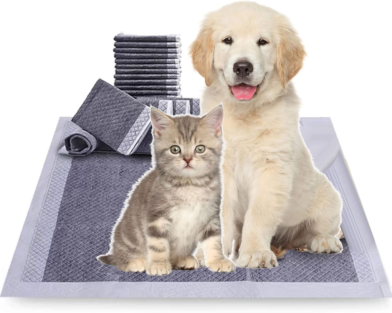 Pet Pee Pads Dog and Puppy Training Pads, Disposable Charcoal Puppy Pads with Odor Control, 50 Count Super Absorbent Pee Pads for Dogs, Cats, Rabbits, 17.7"x23.6"