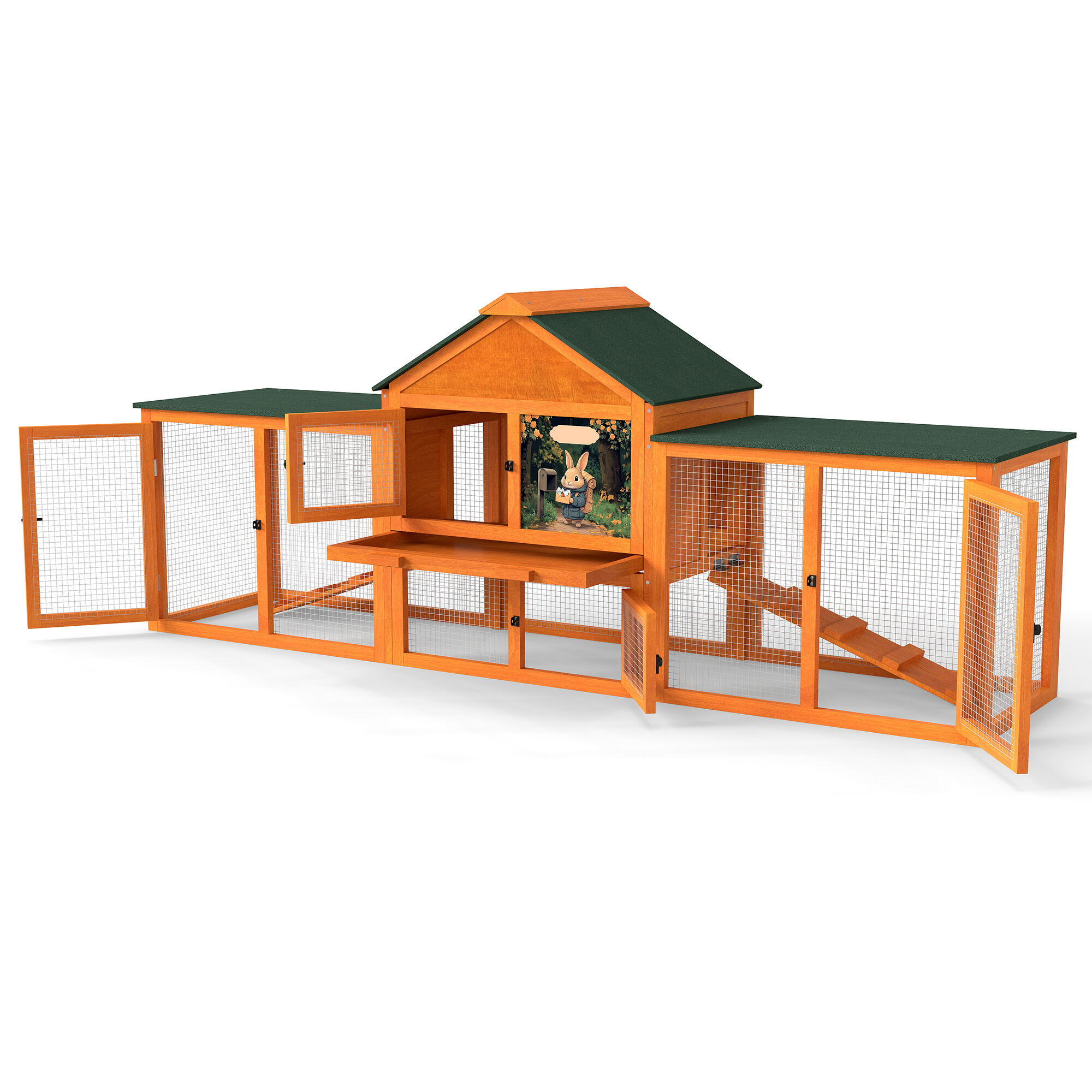 Pet Pens & Hutches Large Rabbit Hutch with Rest Area, 2 Play Areas, 2 ...