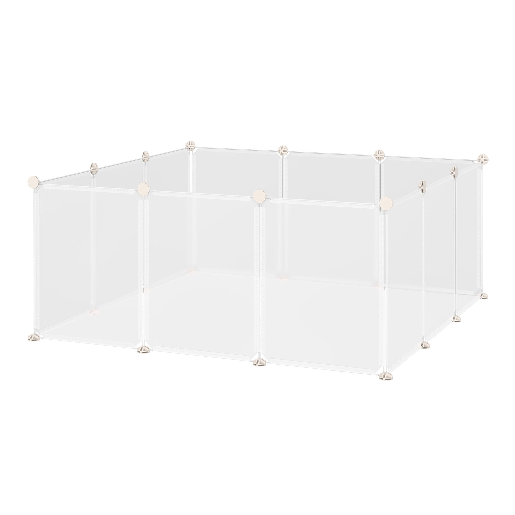 Pet Pens & Hutches PawHut Pet Playpen DIY Small Animal Cage Open Enclosure Portable Plastic Fence 12 Panels for Bunny Chinchilla Guinea Pig White, 18" x 14",Dog Pens