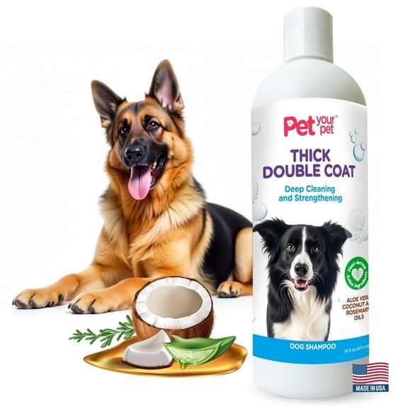 Pet Your Pet Natural Dog Shampoo for Thick Coats - Deep Cleaning Wash, Deodorizing, 16 oz