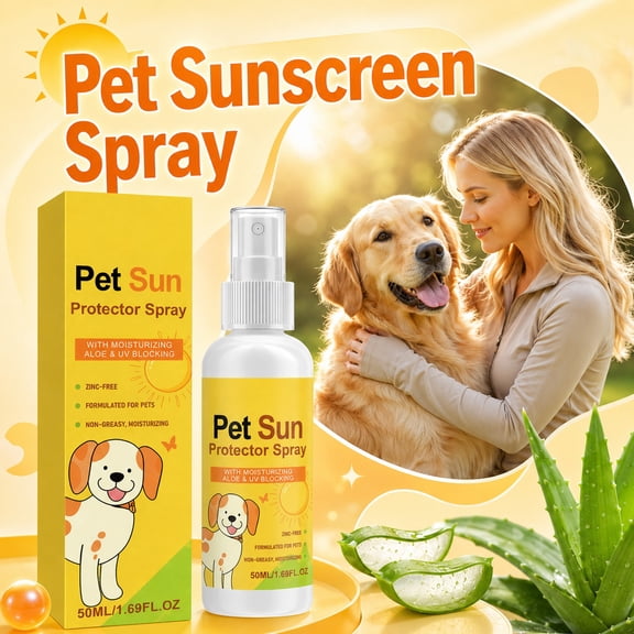Pet, Pet Sunscreen for Outdoor, Non-Greasy Sunscreen, Sunscreen, Pet Uv Protection, 50Ml Zinc-Free Moisturizing Pet Sun Care Formulated to Soothe Sensitive Pet Skin with Aloe for