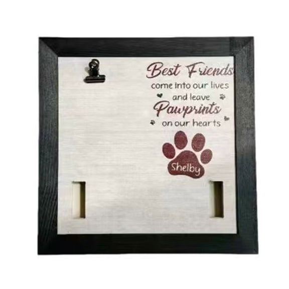 Pet Photo Frame with Collar Holder Clip for Cherishing Memory of Dog and Cats 9x9Inch Pet Memorial Picture Frame