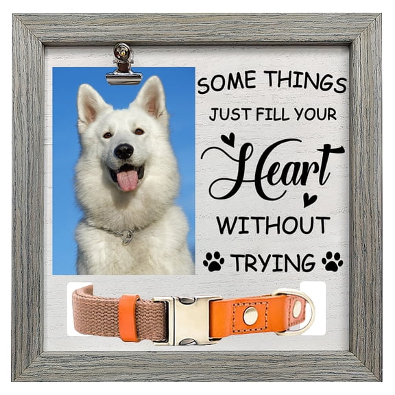 Pet Photo Frames for Tabletop Display Photo Frame Square with Word Gray Paw Print 230x230mm Pattern 2